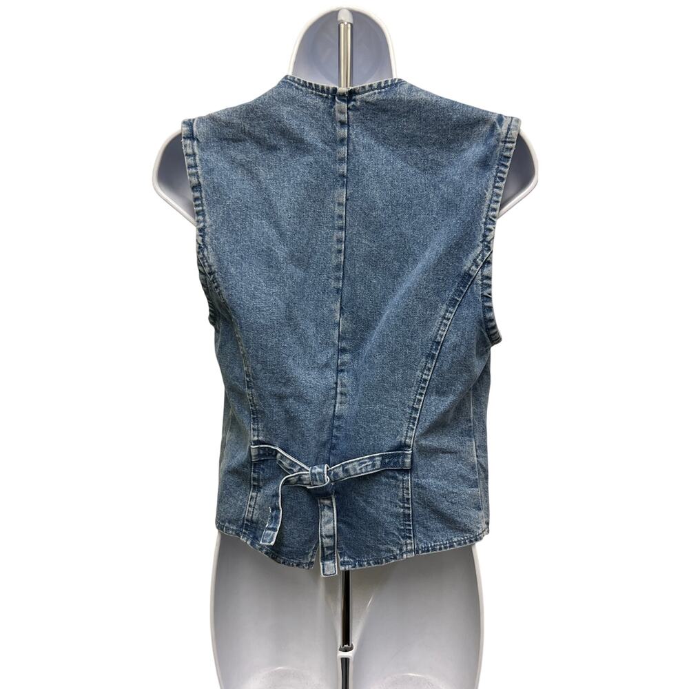 Vintage 90's Floral Button Denim Vest Women’s SZ 36 6/8 Adjustable Western Look - Picture 3 of 4